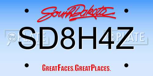 SD8H4Z South Dakota License Plate