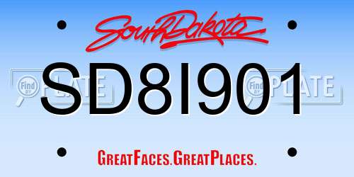 SD8I901 South Dakota License Plate