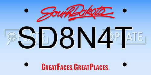 SD8N4T South Dakota License Plate
