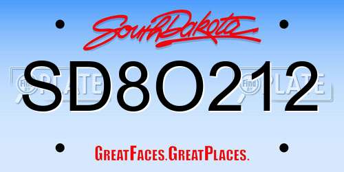 SD8O212 South Dakota License Plate