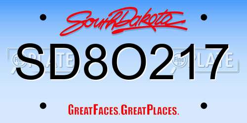 SD8O217 South Dakota License Plate