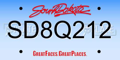 SD8Q212 South Dakota License Plate