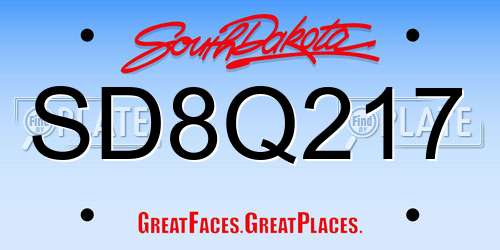 SD8Q217 South Dakota License Plate