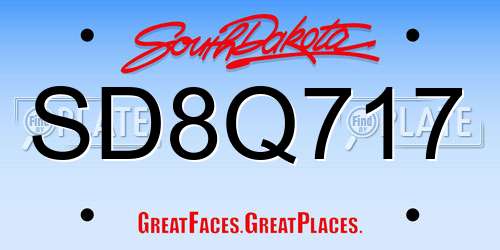 SD8Q717 South Dakota License Plate