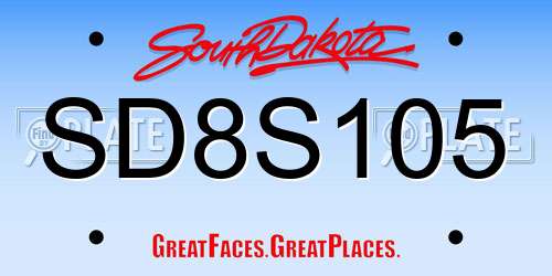 SD8S105 South Dakota License Plate