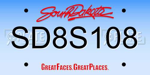 SD8S108 South Dakota License Plate