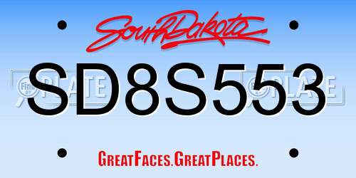 SD8S553 South Dakota License Plate