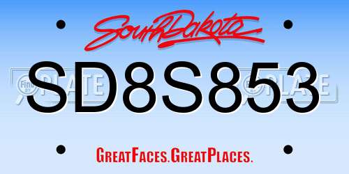 SD8S853 South Dakota License Plate