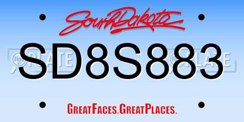 SD8S883 South Dakota License Plate