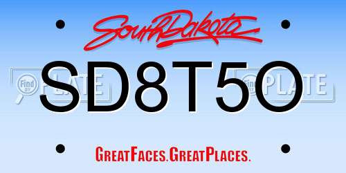 SD8T5O South Dakota License Plate