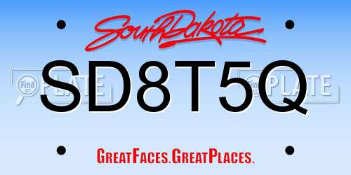 SD8T5Q South Dakota License Plate