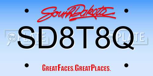 SD8T8Q South Dakota License Plate