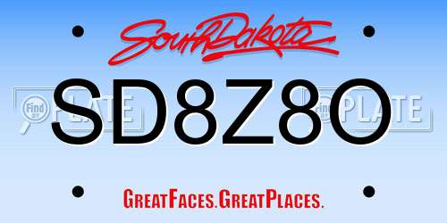 SD8Z8O South Dakota License Plate
