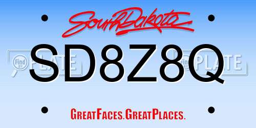 SD8Z8Q South Dakota License Plate