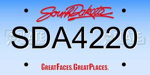 SDA4220 South Dakota License Plate