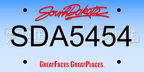 SDA5454 South Dakota License Plate