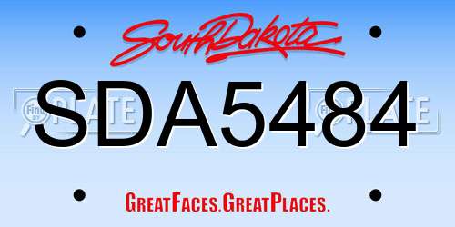 SDA5484 South Dakota License Plate