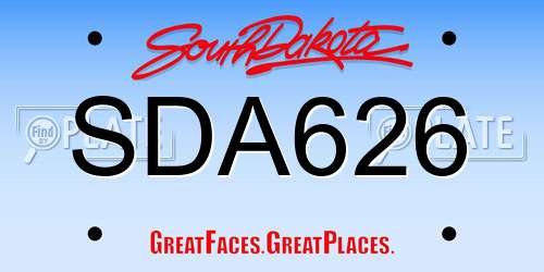 SDA626 South Dakota License Plate