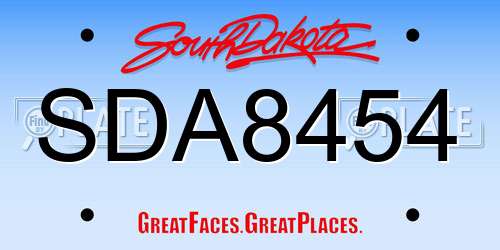 SDA8454 South Dakota License Plate