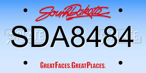 SDA8484 South Dakota License Plate
