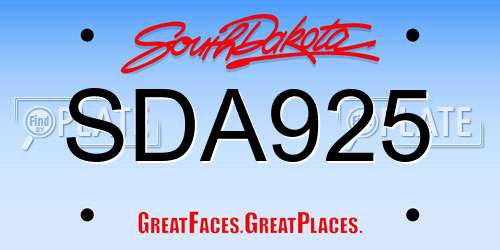 SDA925 South Dakota License Plate