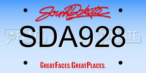 SDA928 South Dakota License Plate