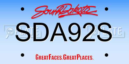 SDA92S South Dakota License Plate