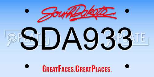 SDA933 South Dakota License Plate