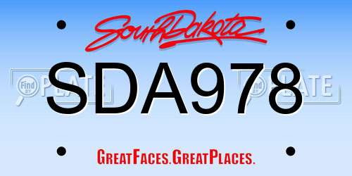 SDA978 South Dakota License Plate