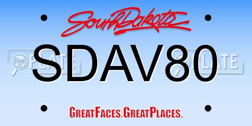 SDAV80 South Dakota License Plate