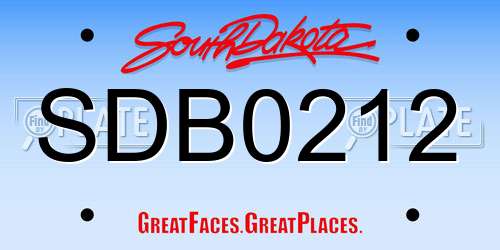 SDB0212 South Dakota License Plate