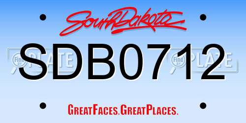 SDB0712 South Dakota License Plate