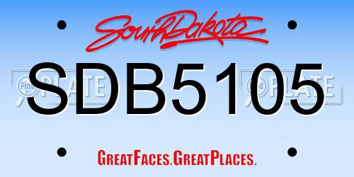 SDB5105 South Dakota License Plate