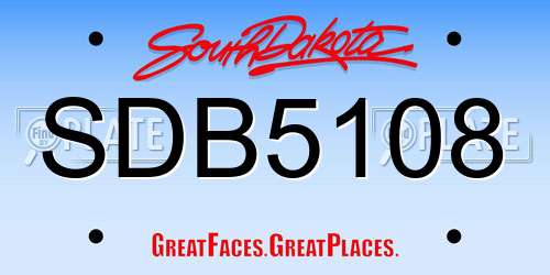 SDB5108 South Dakota License Plate