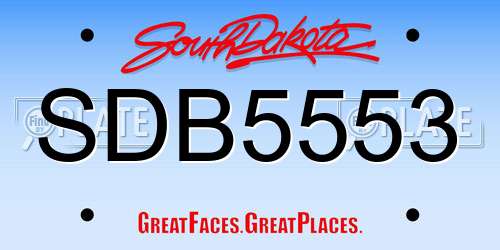 SDB5553 South Dakota License Plate