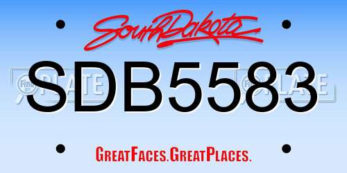 SDB5583 South Dakota License Plate