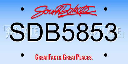 SDB5853 South Dakota License Plate