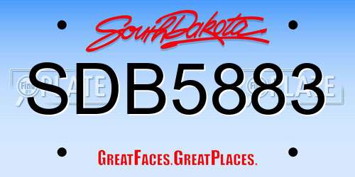 SDB5883 South Dakota License Plate