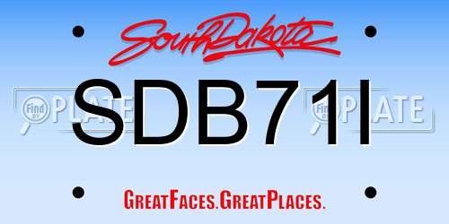 SDB71I South Dakota License Plate