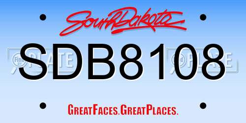 SDB8108 South Dakota License Plate