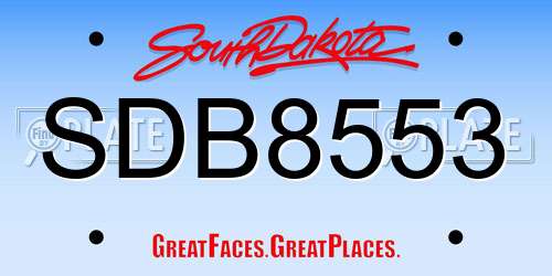 SDB8553 South Dakota License Plate