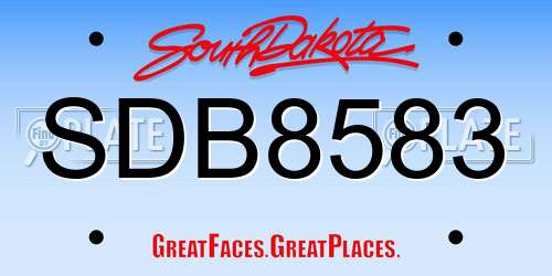 SDB8583 South Dakota License Plate