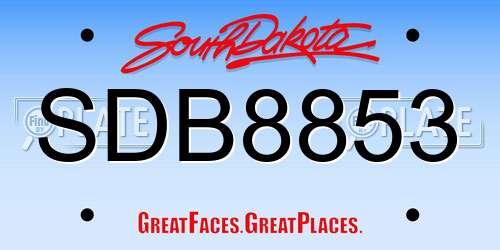 SDB8853 South Dakota License Plate