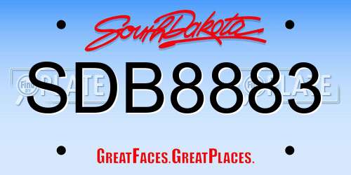 SDB8883 South Dakota License Plate