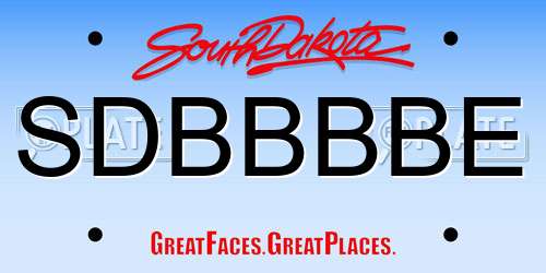 SDBBBBE South Dakota License Plate
