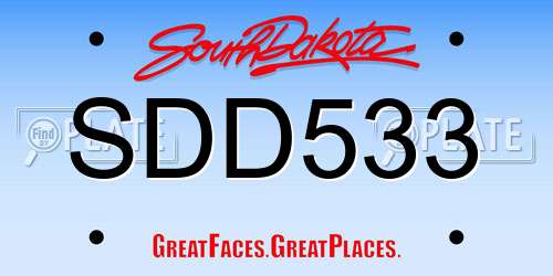 SDD533 South Dakota License Plate