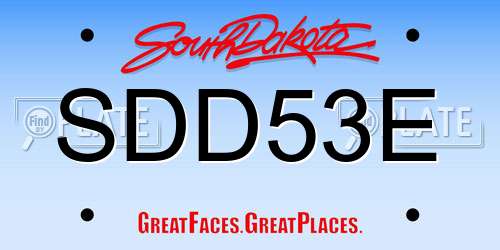 SDD53E South Dakota License Plate