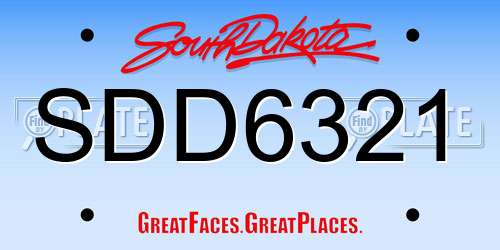 SDD6321 South Dakota License Plate