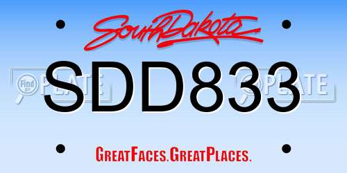 SDD833 South Dakota License Plate