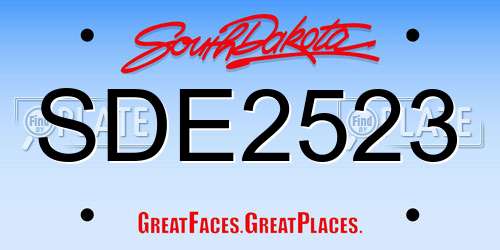 SDE2523 South Dakota License Plate